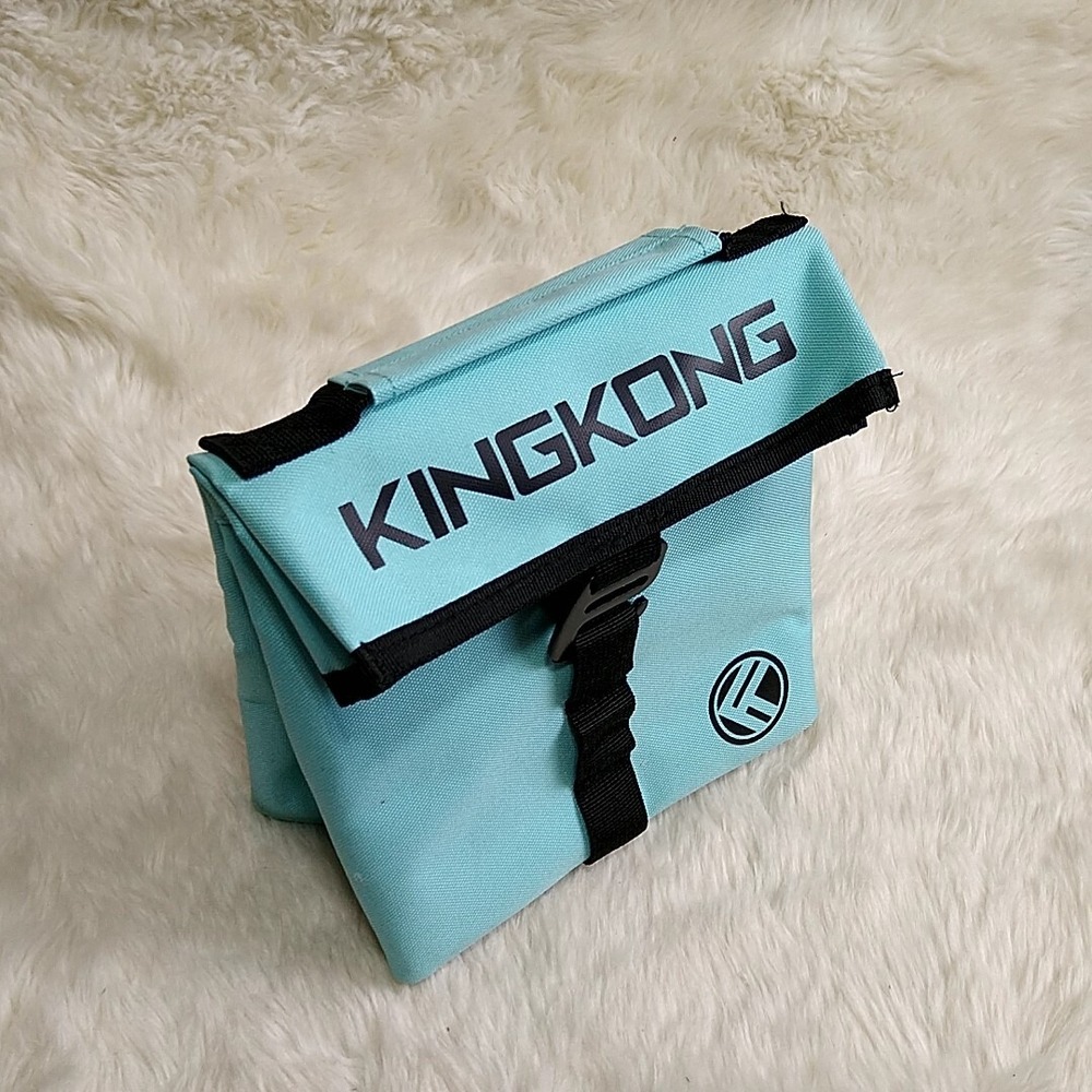Kingkong Lunch Bag Teal Blue Black Soft Foldover Insulated